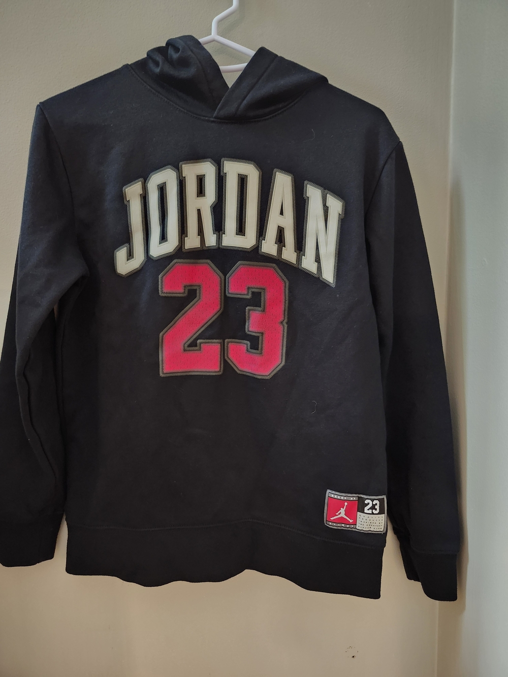 Jordan Boy's Black Hoodie with Red 23 and White Lettering Large